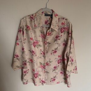 Relativity Cream Floral Button-Front Blouse